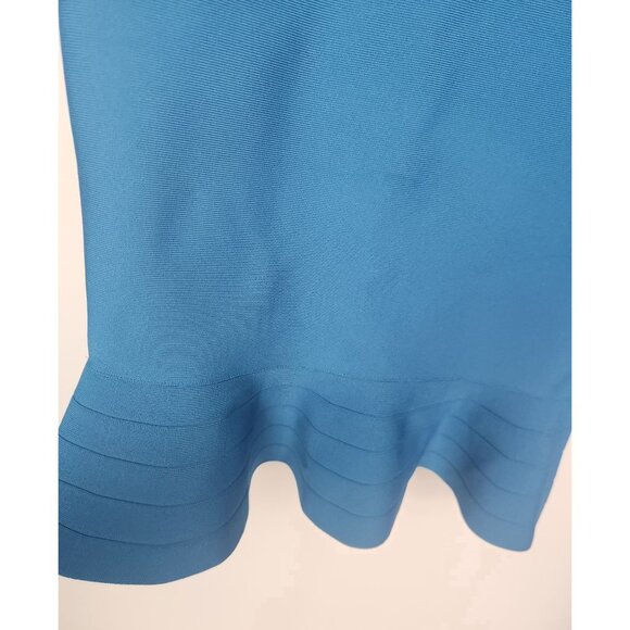 Bebe Women's Sz. M Bandage Ruffle Midi Dress In Crystal Teal NWT - Picture 4 of 6